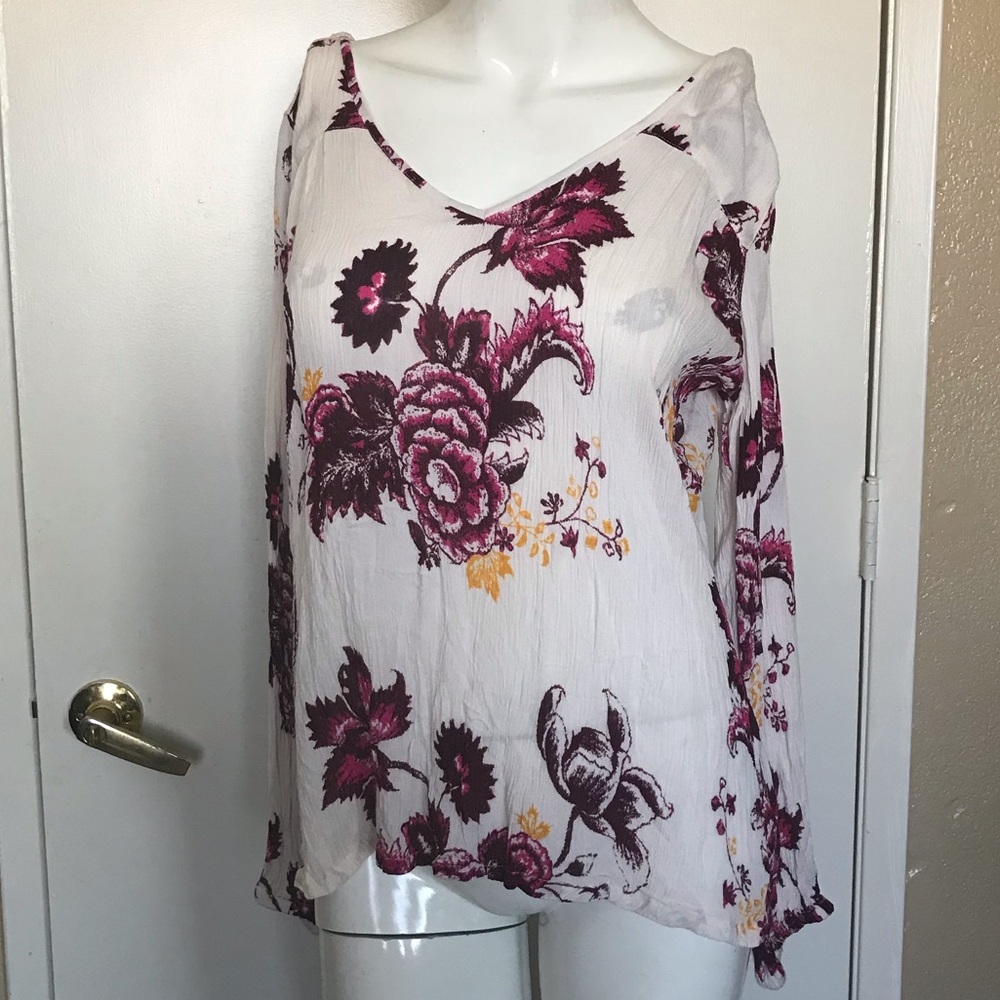 Billabong Floral Long Sleeve V Neck Top